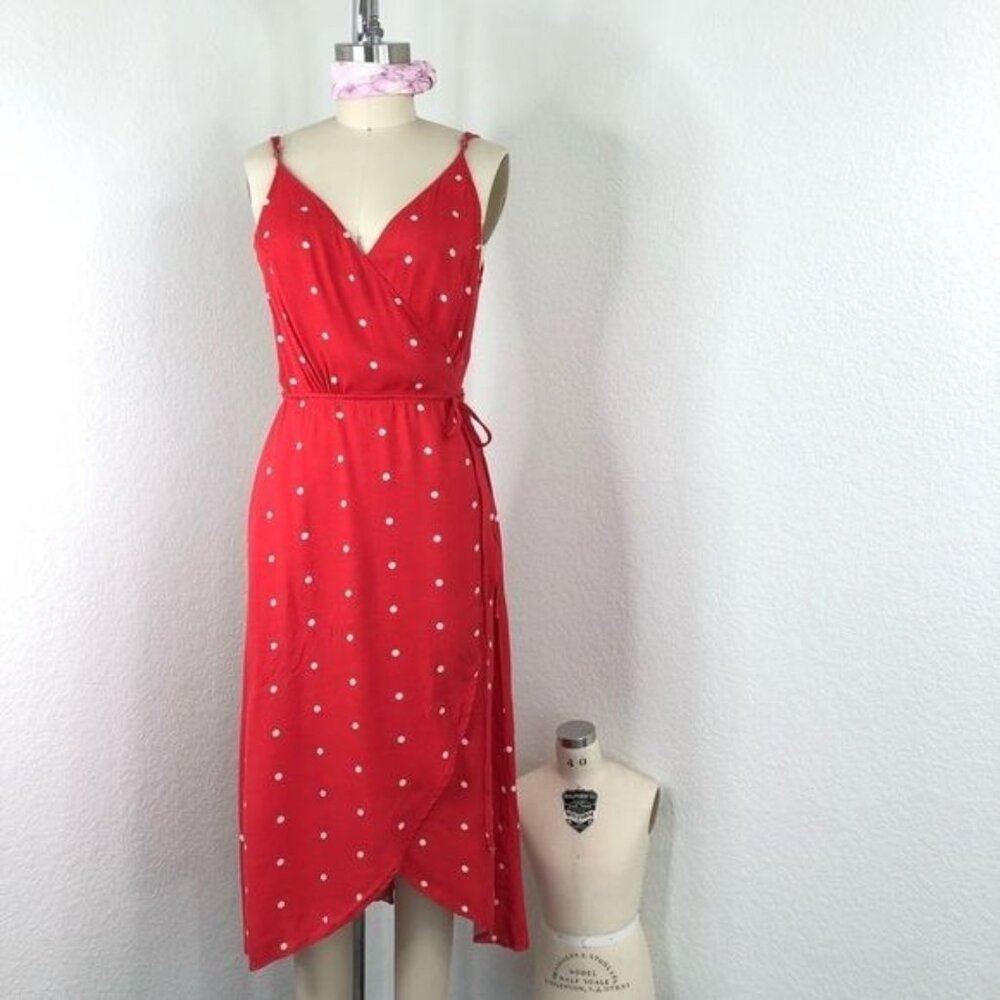 Reformation Anouk Polka Dot Wrap Dress Frill Tulip - Picture 3 of 14